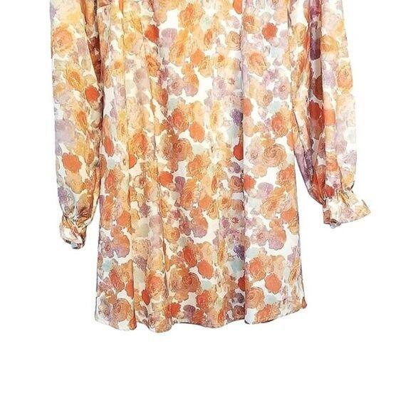 Shein Curve Floral Ruffle Sleeve Dress 1XL NWOT  2 0144 - Picture 3 of 5